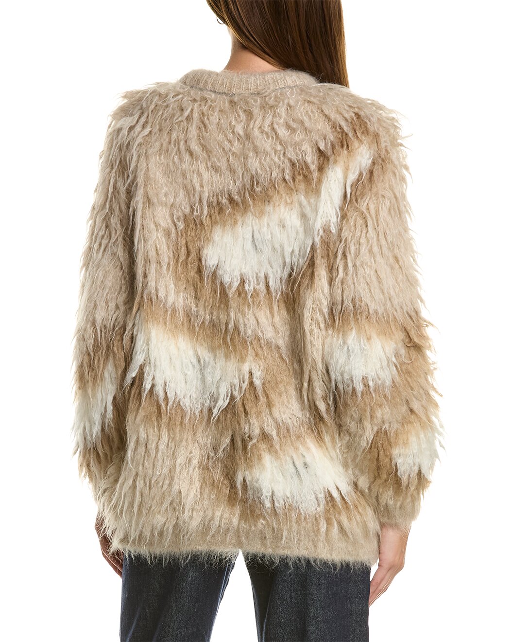 BRUNELLO CUCINELLI WOMEN'S BEIGE SHAGGY KNIT SWEATER