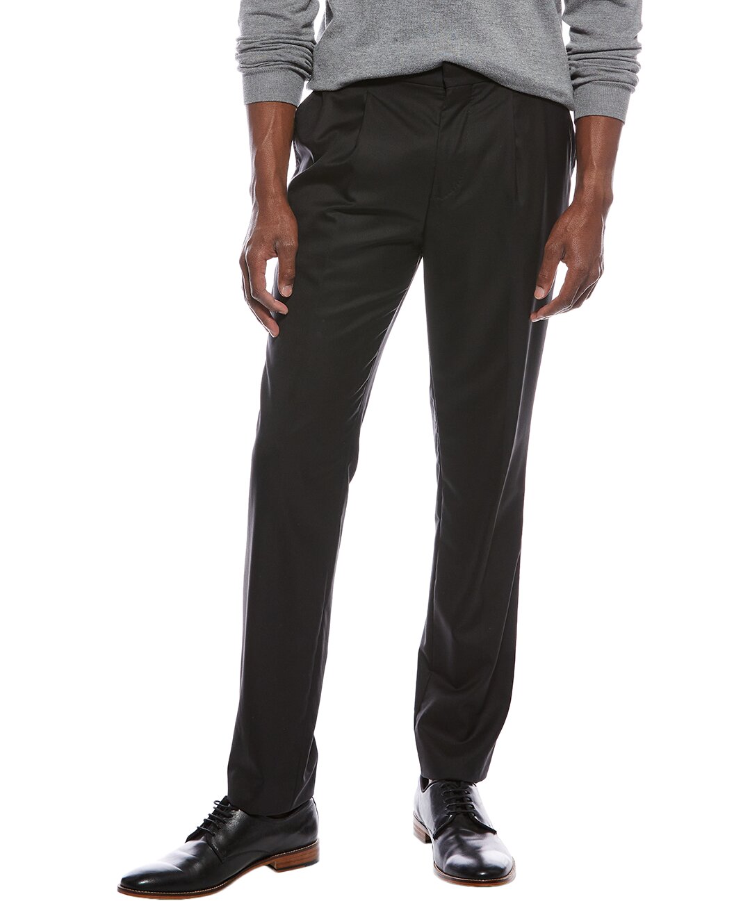 BRUNELLO CUCINELLI MEN'S BLACK TAILORED EVENING TROUSERS