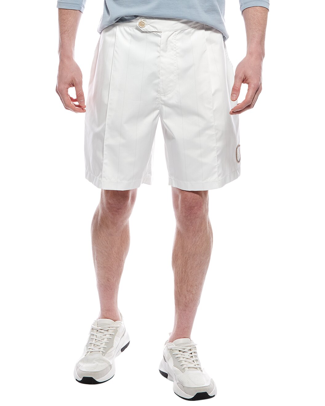 BRUNELLO CUCINELLI MEN'S WHITE PLEATED TAILORED SHORTS