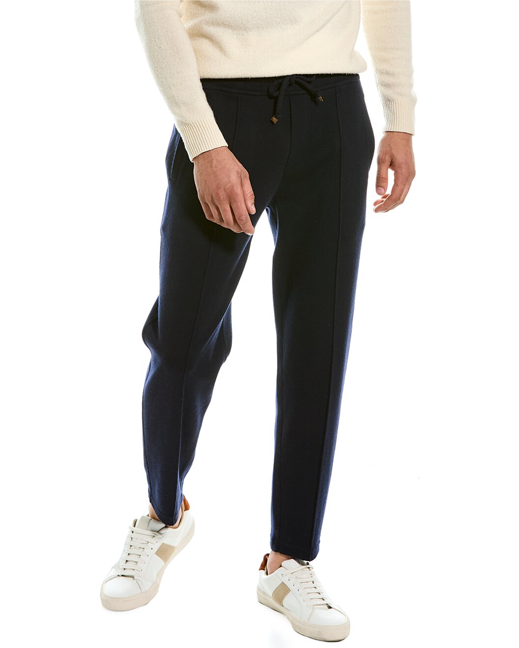 BRUNELLO CUCINELLI MEN'S NAVY DRAWSTRING TAILORED TROUSERS