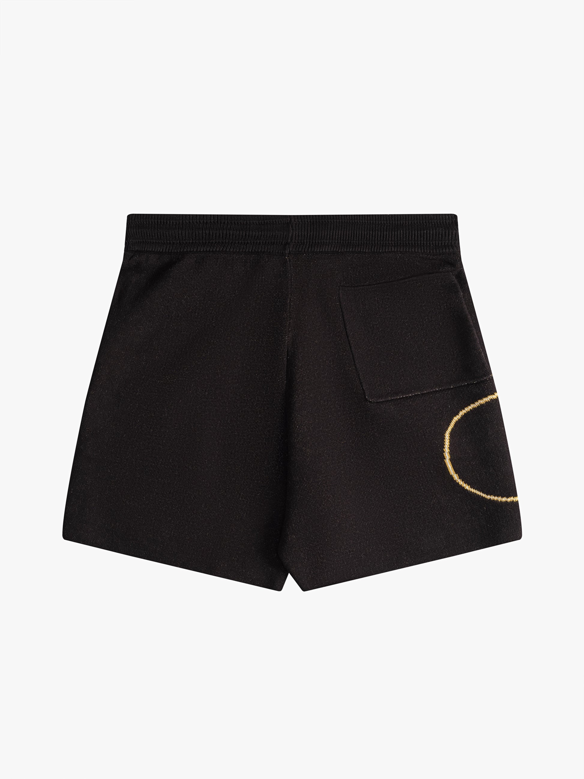 RHUDE MEN'S BLACK CASHMERE KNIT SCRIPT SHORTS