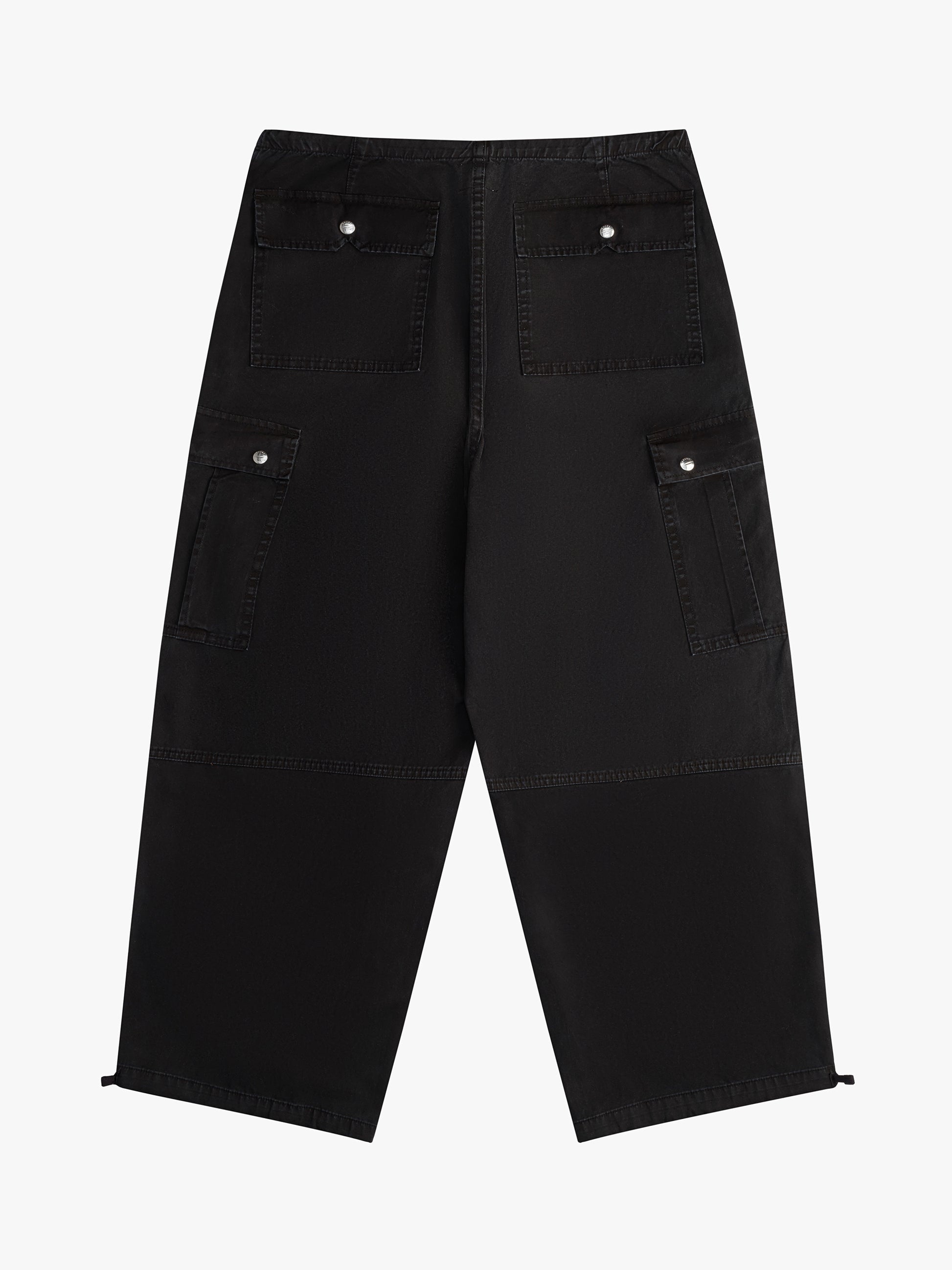 RHUDE WOMEN'S BLACK PARACHUTE TROUSERS WITH POCKETS