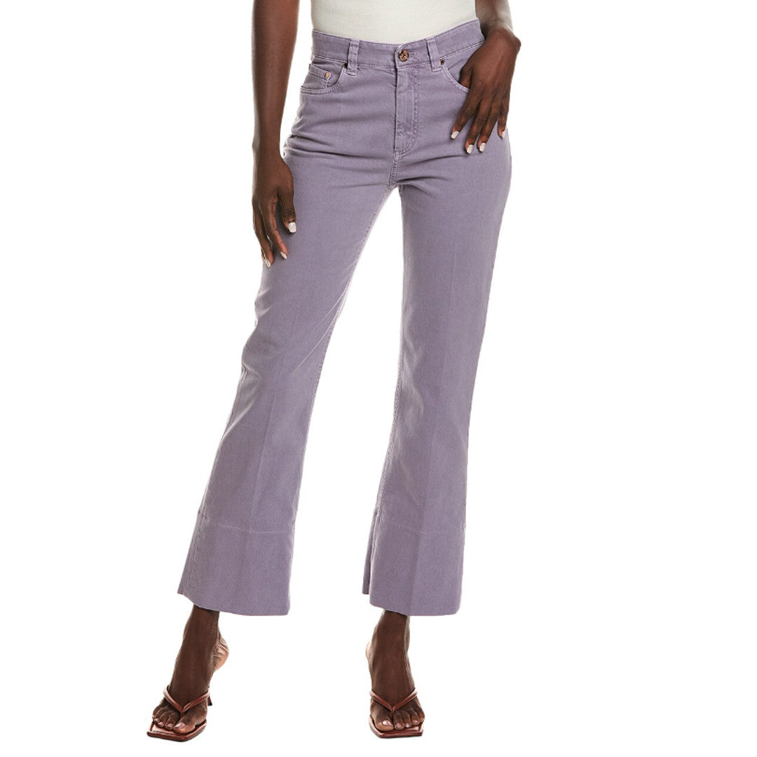 BRUNELLO CUCINELLI WOMEN'S LAVENDER FLARED DENIM TROUSERS