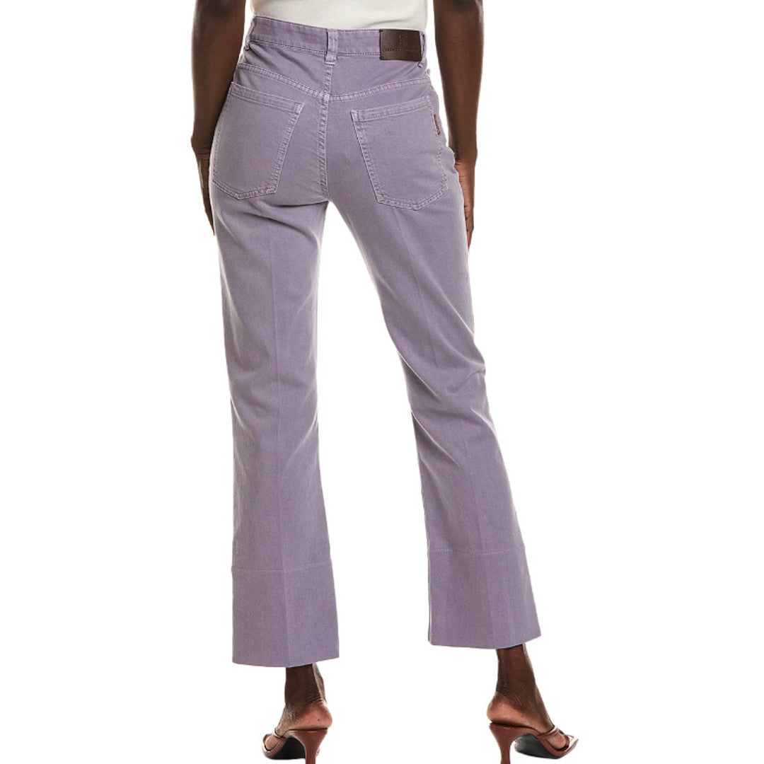 BRUNELLO CUCINELLI WOMEN'S LAVENDER FLARED DENIM TROUSERS