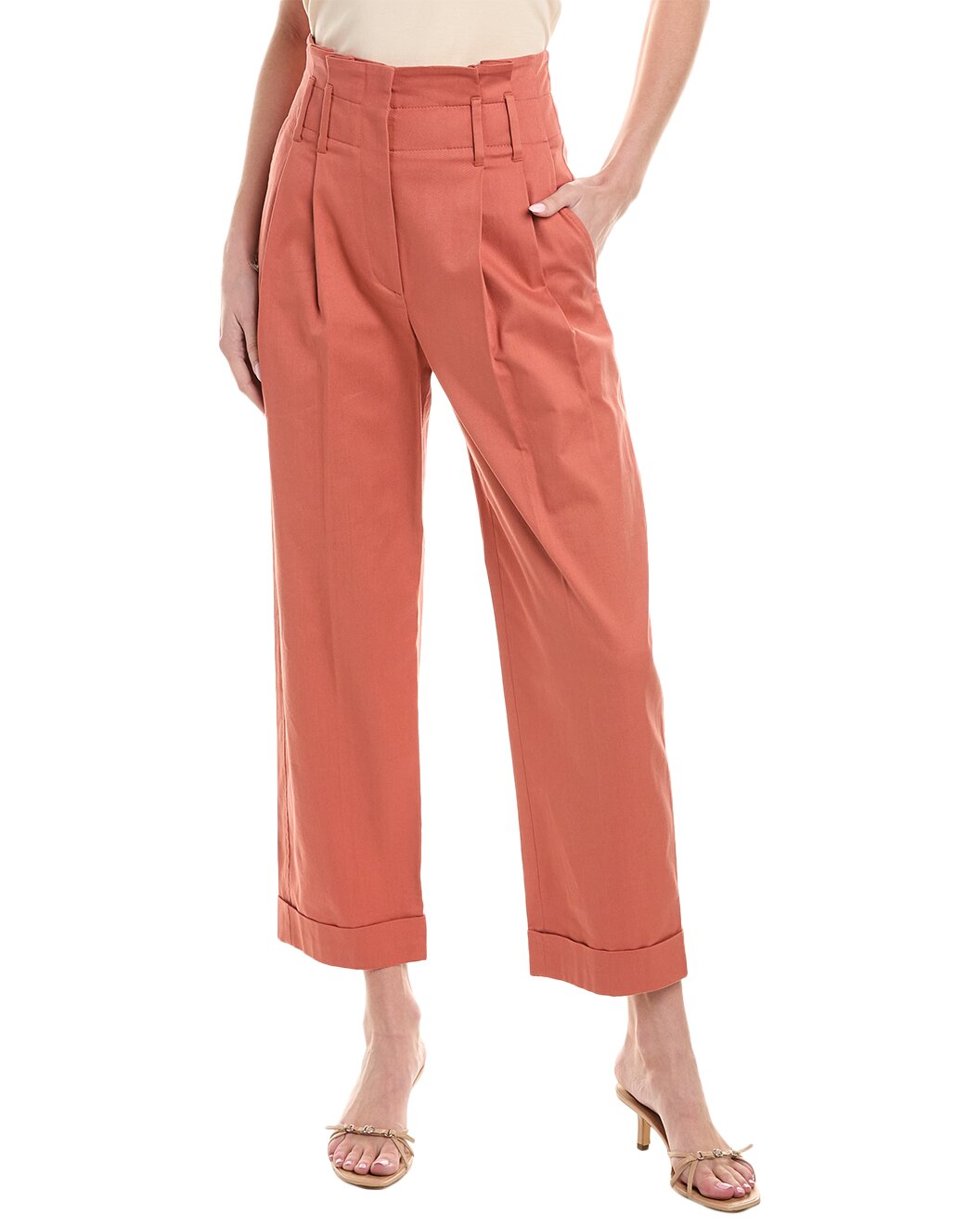 BRUNELLO CUCINELLI WOMEN'S CANYON CLAY PLEATED WIDE-LEG TROUSERS