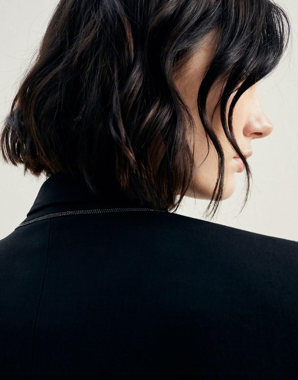 BRUNELLO CUCINELLI WOMEN'S BLACK CROPPED BLAZER