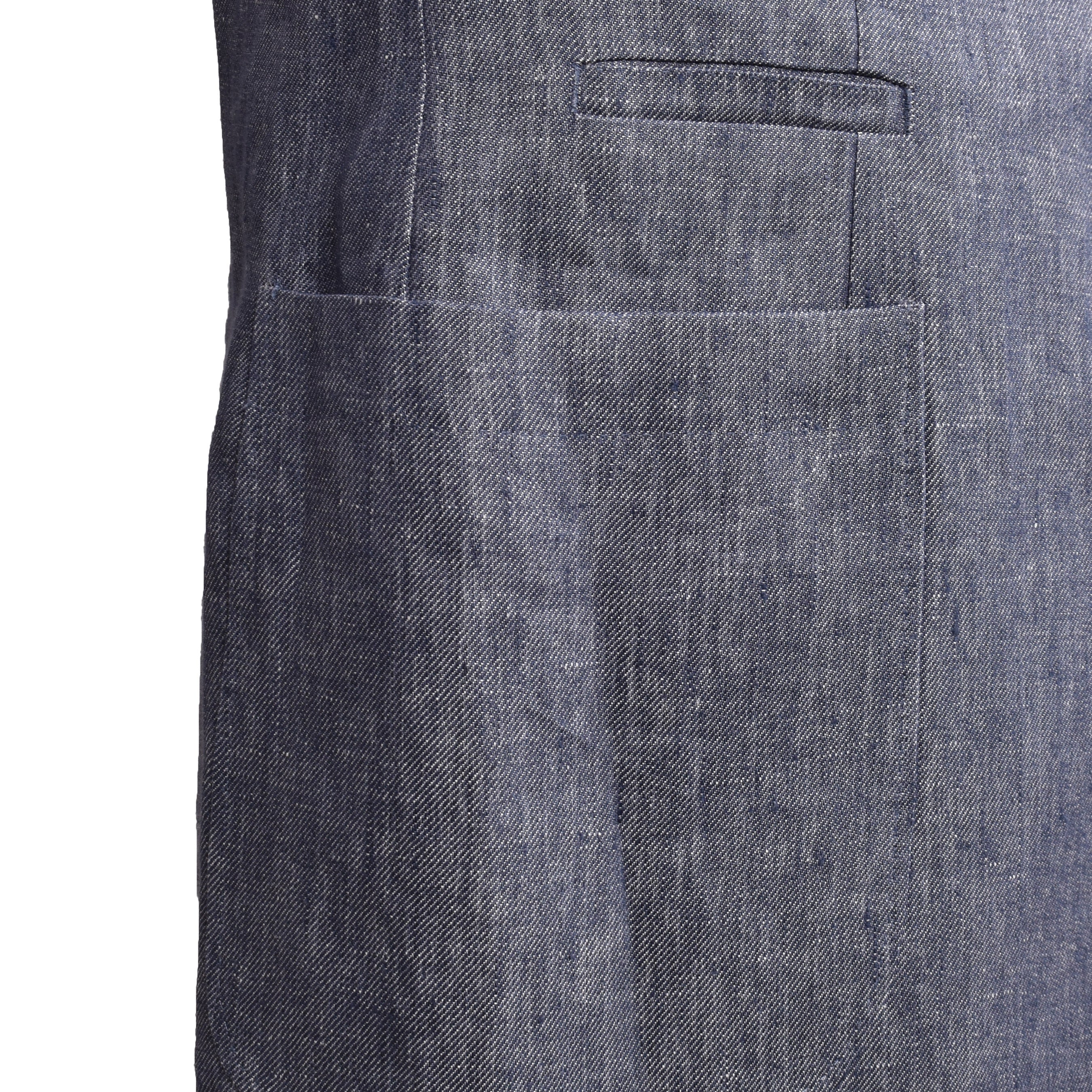 BRUNELLO CUCINELLI MEN'S DENIM BLUE LINEN THREE-BUTTON SUIT