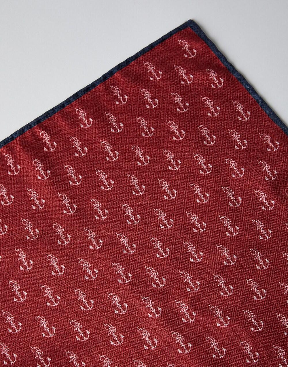 BRUNELLO CUCINELLI MEN'S RED AND BLUE PATTERNED POCKETSQUARE