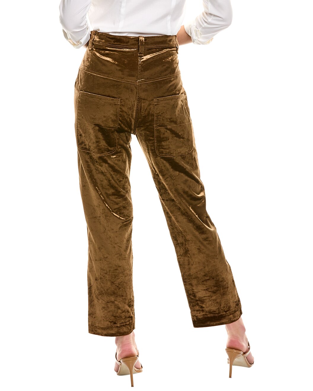 BRUNELLO CUCINELLI WOMEN'S BROWN VELVET HIGH-WAISTED TROUSERS