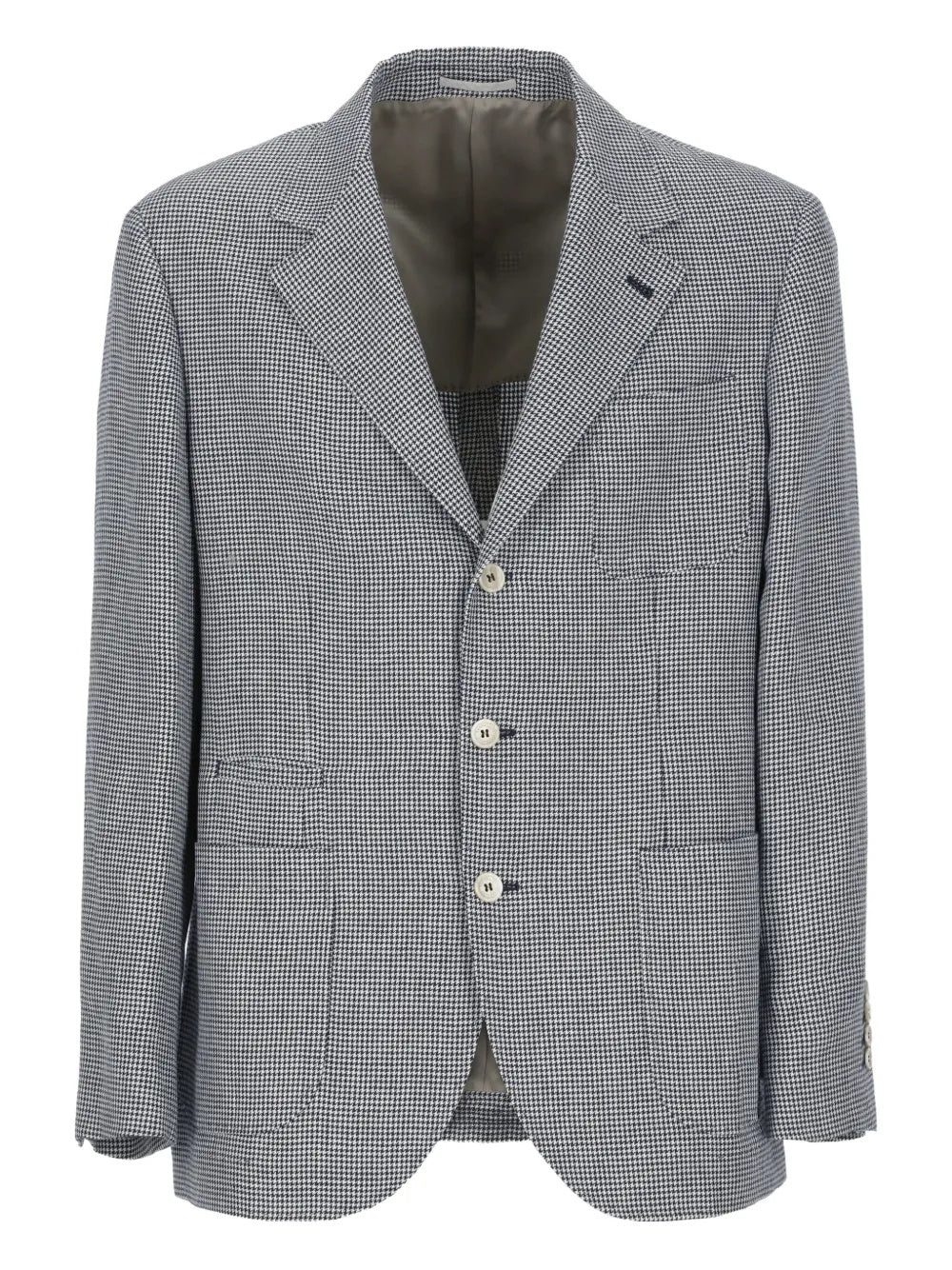BRUNELLO CUCINELLI MEN'S GRAY CHECKERED DECONSTRUCTED BLAZER