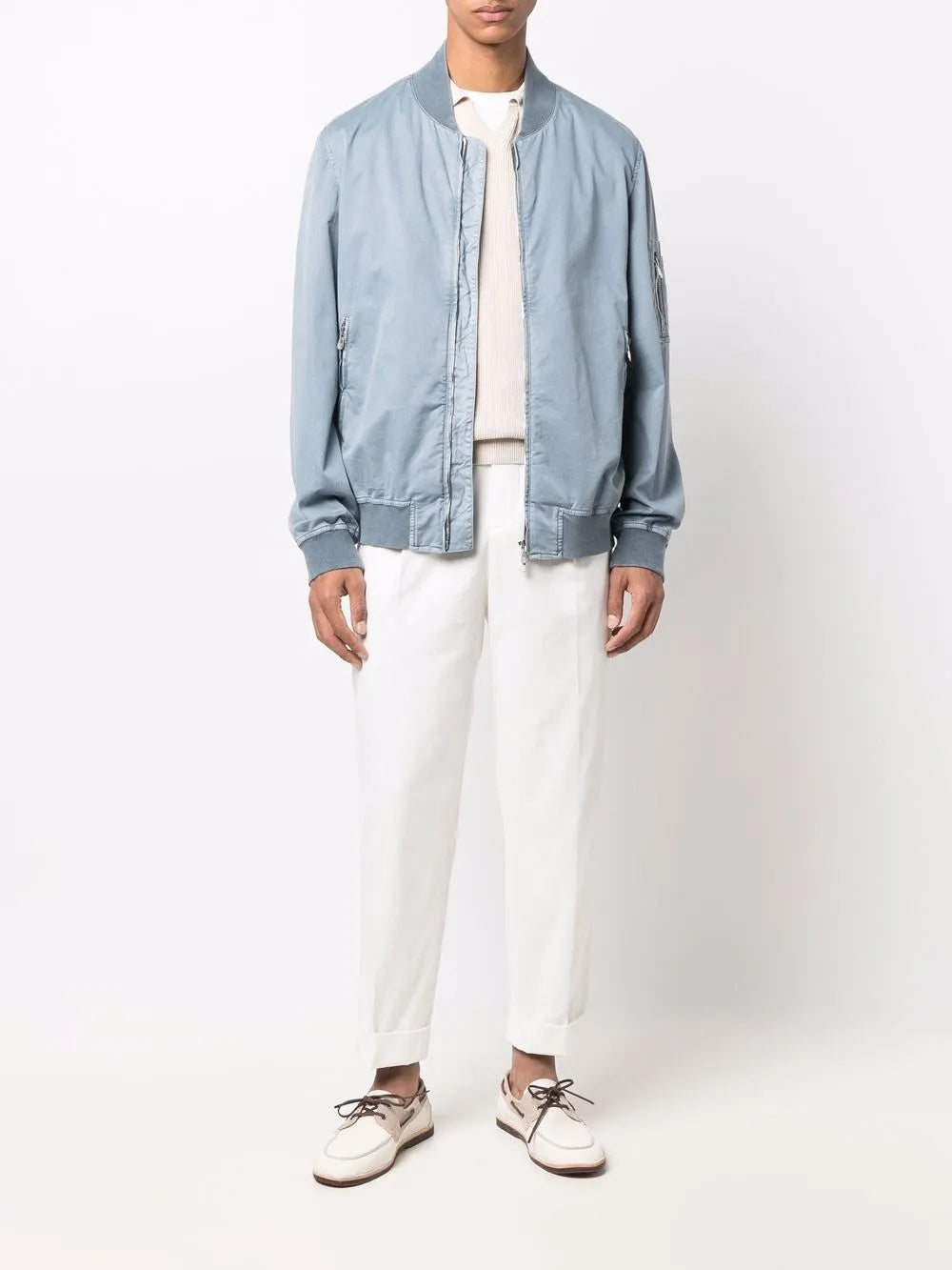 BRUNELLO CUCINELLI MEN'S WHITE PLEATED TAILORED TROUSERS