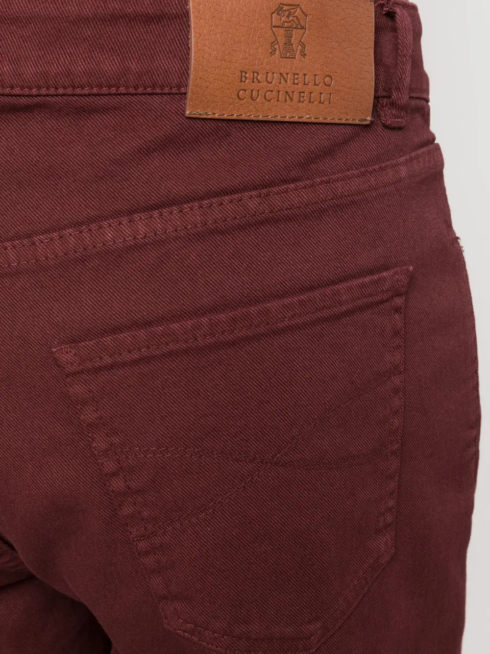 BRUNELLO CUCINELLI MEN'S BURGUNDY STRAIGHT-LEG TROUSERS