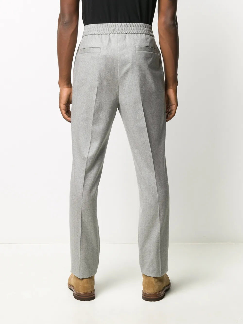 BRUNELLO CUCINELLI MEN'S GRAY PLEATED DRAWSTRING TROUSERS