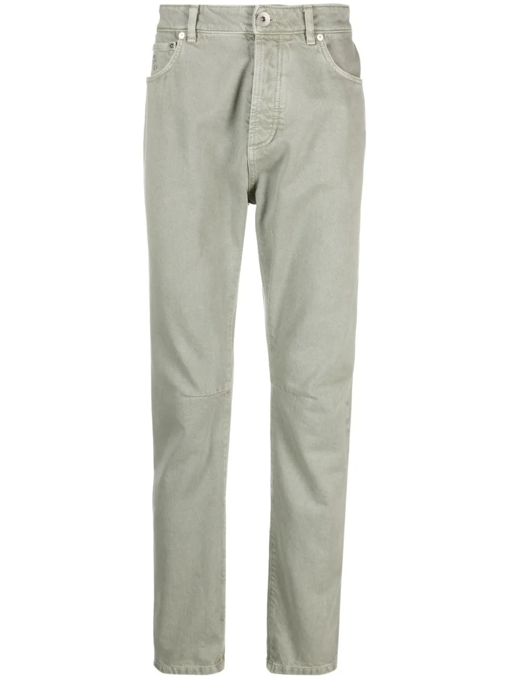 BRUNELLO CUCINELLI MEN'S SAGE GREEN STRAIGHT-LEG TROUSERS