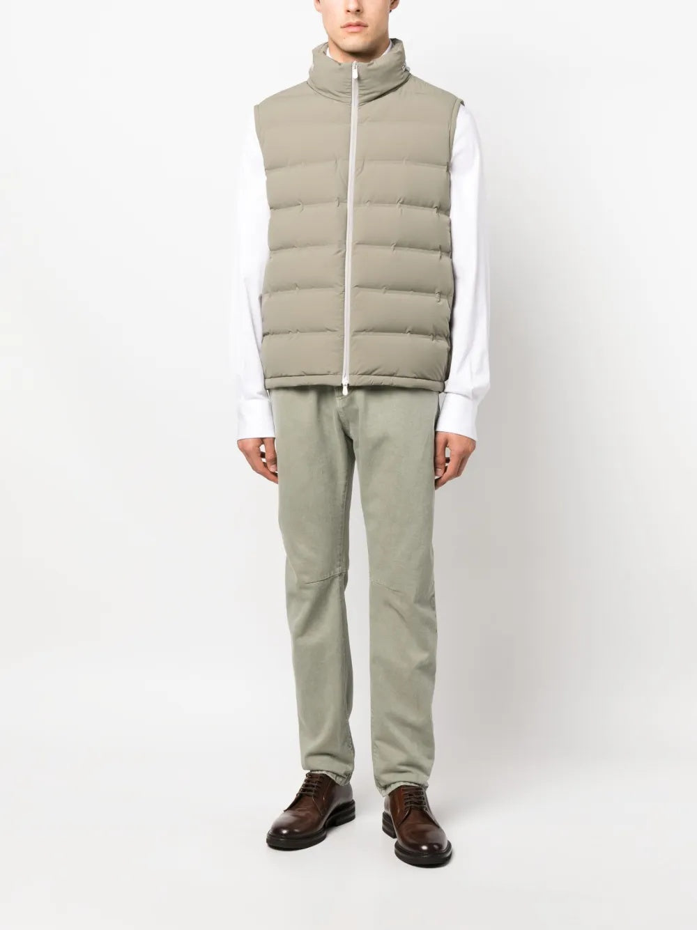 BRUNELLO CUCINELLI MEN'S SAGE GREEN STRAIGHT-LEG TROUSERS