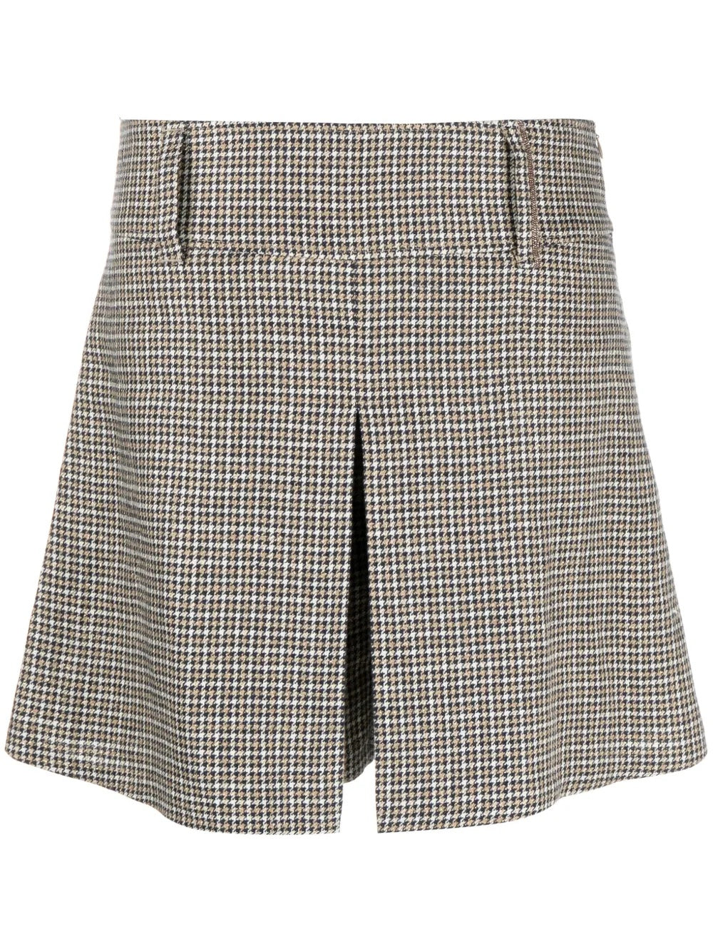 BRUNELLO CUCINELLI WOMEN'S HOUNDSTOOTH PLEATED TAILORED SHORTS