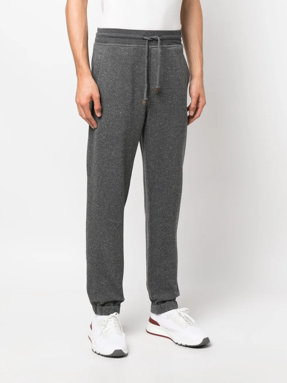 BRUNELLO CUCINELLI MEN'S GRAY DRAWSTRING TAPERED TROUSERS