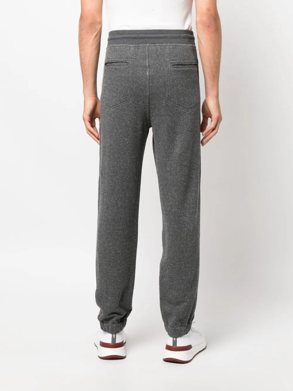 BRUNELLO CUCINELLI MEN'S GRAY DRAWSTRING TAPERED TROUSERS