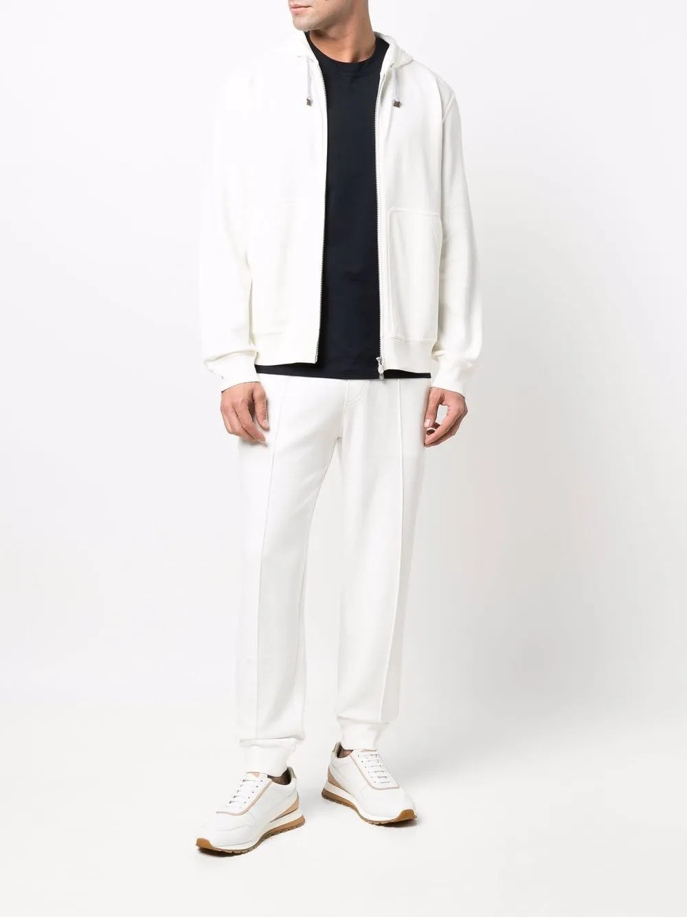 BRUNELLO CUCINELLI MEN'S OFF-WHITE DRAWSTRING JOGGER PANTS