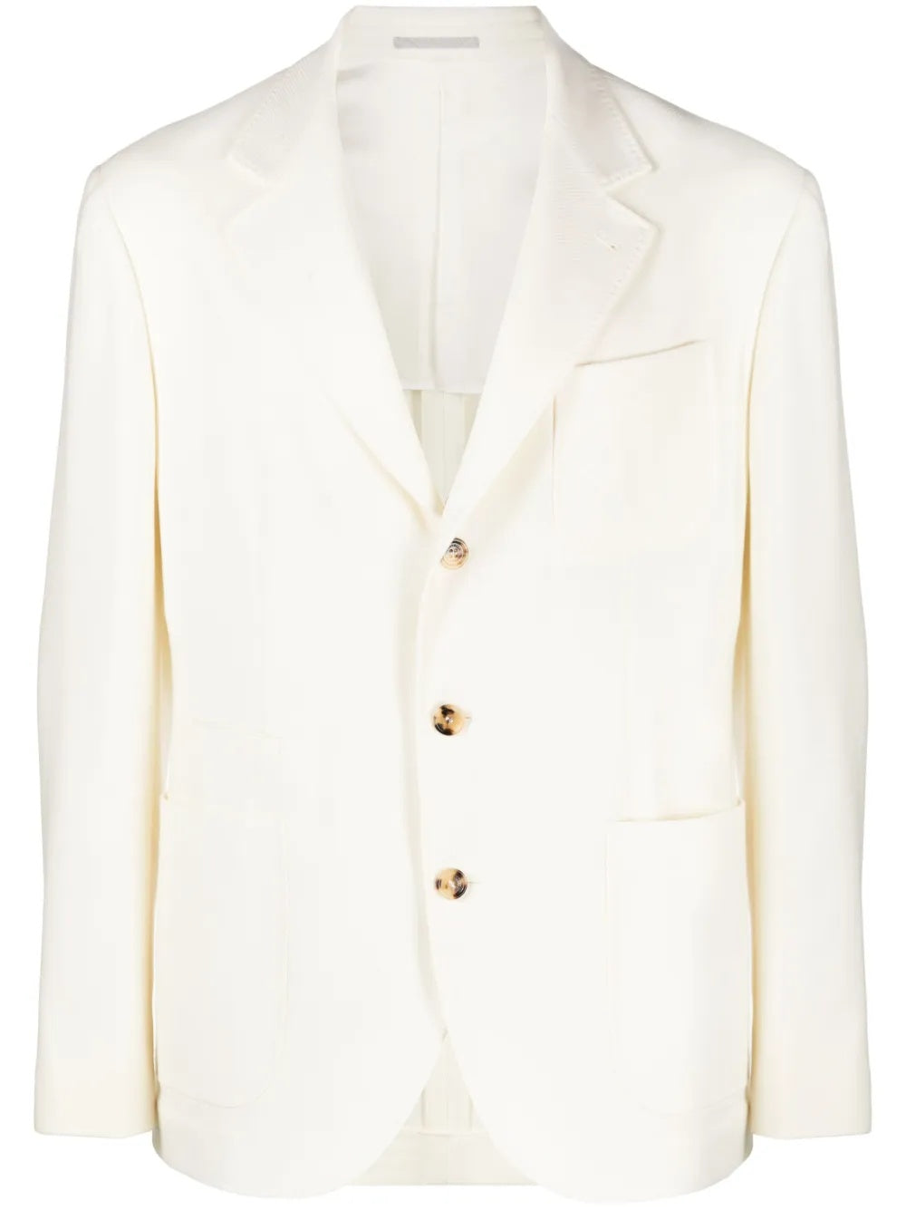 BRUNELLO CUCINELLI MEN'S IVORY SINGLE-BREASTED BLAZER