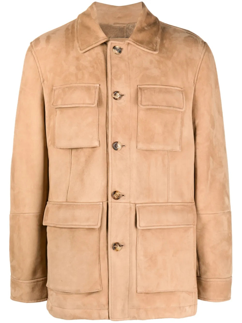 BRUNELLO CUCINELLI MEN'S TAN SUEDE UTILITY JACKET