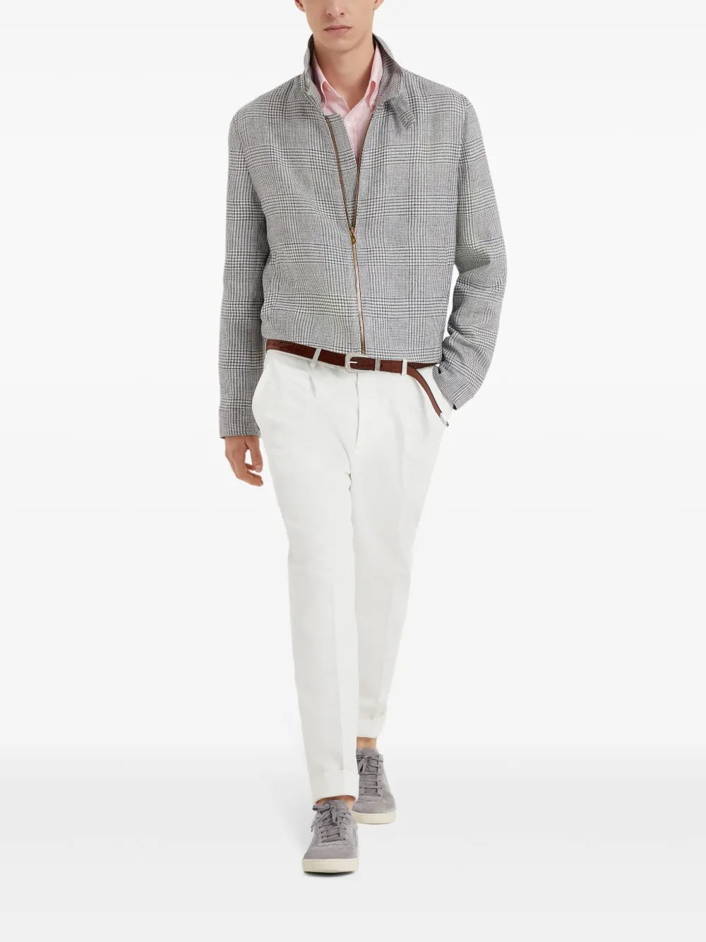 BRUNELLO CUCINELLI MEN'S WHITE TAILORED TROUSERS WITH BUTTON DETAIL