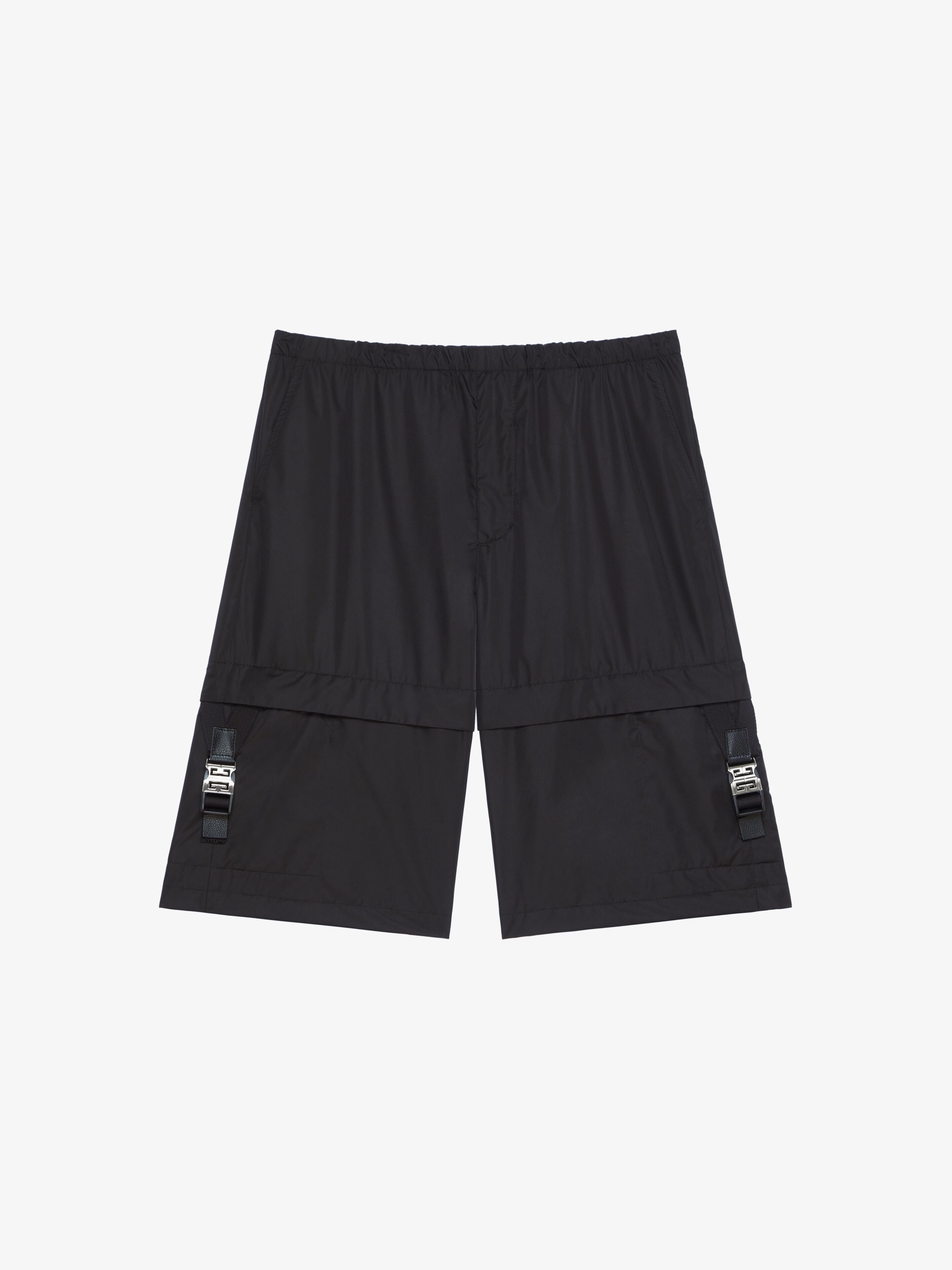 GIVENCHY MEN'S BLACK CARGO BUCKLE SHORTS