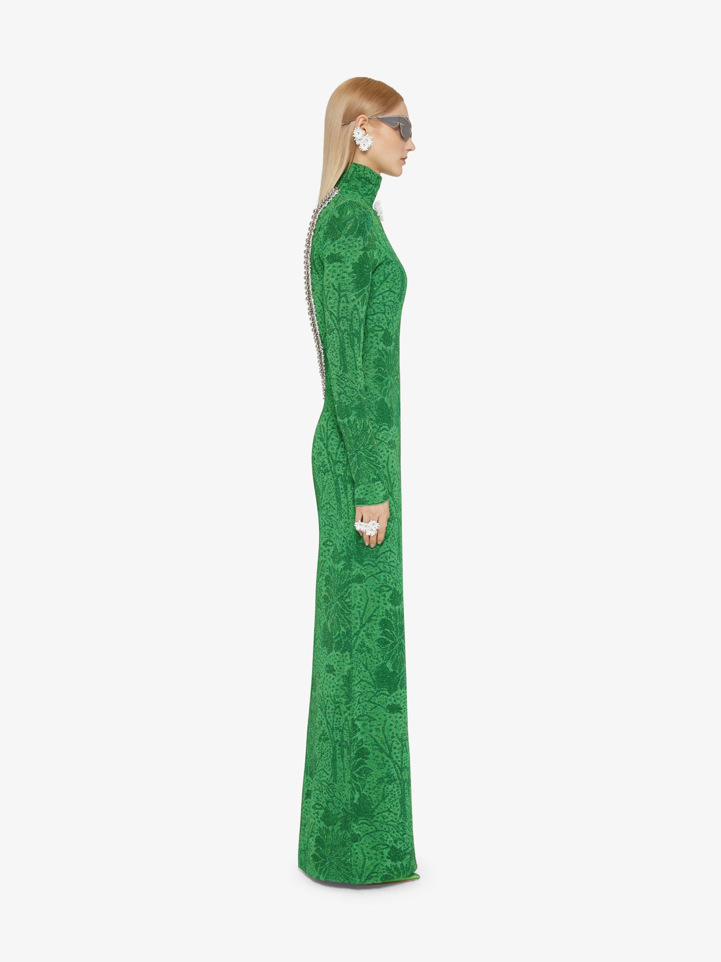 GIVENCHY WOMEN'S ABSYNTHE GREEN OPEN BACK TURTLENECK DRESS