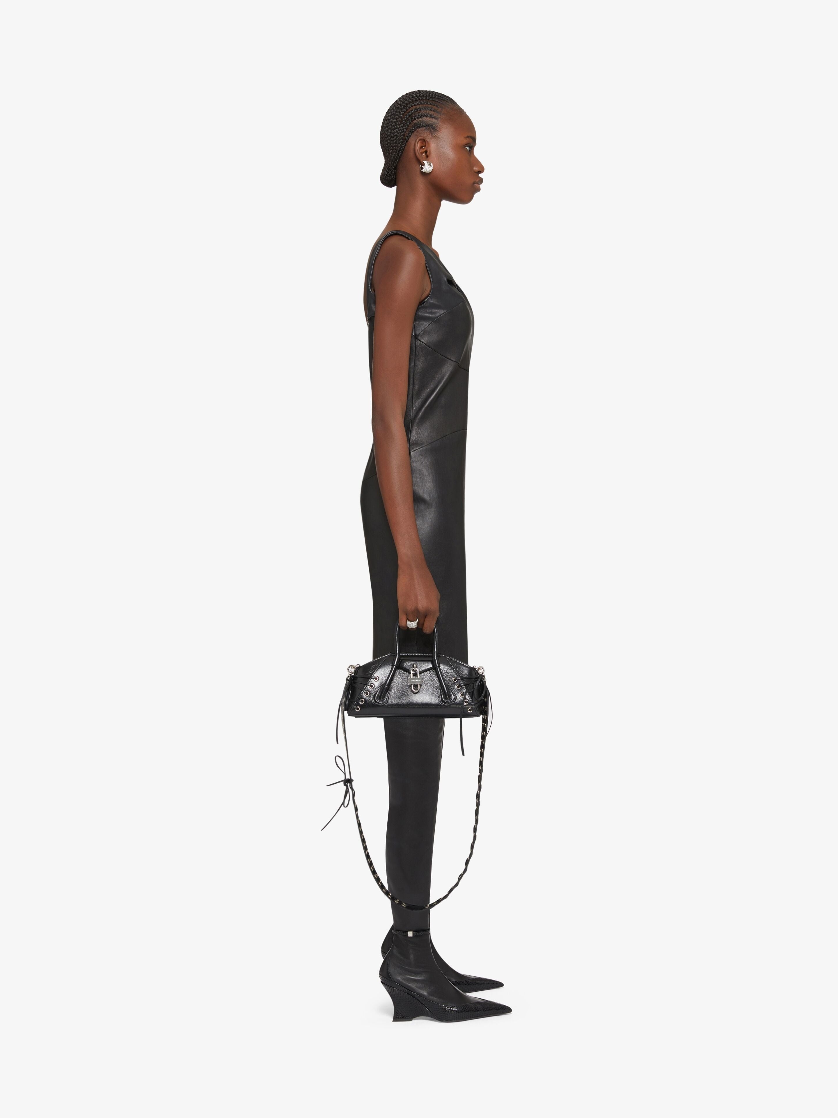 GIVENCHY WOMEN'S BLACK LEATHER TWISTED DRESS