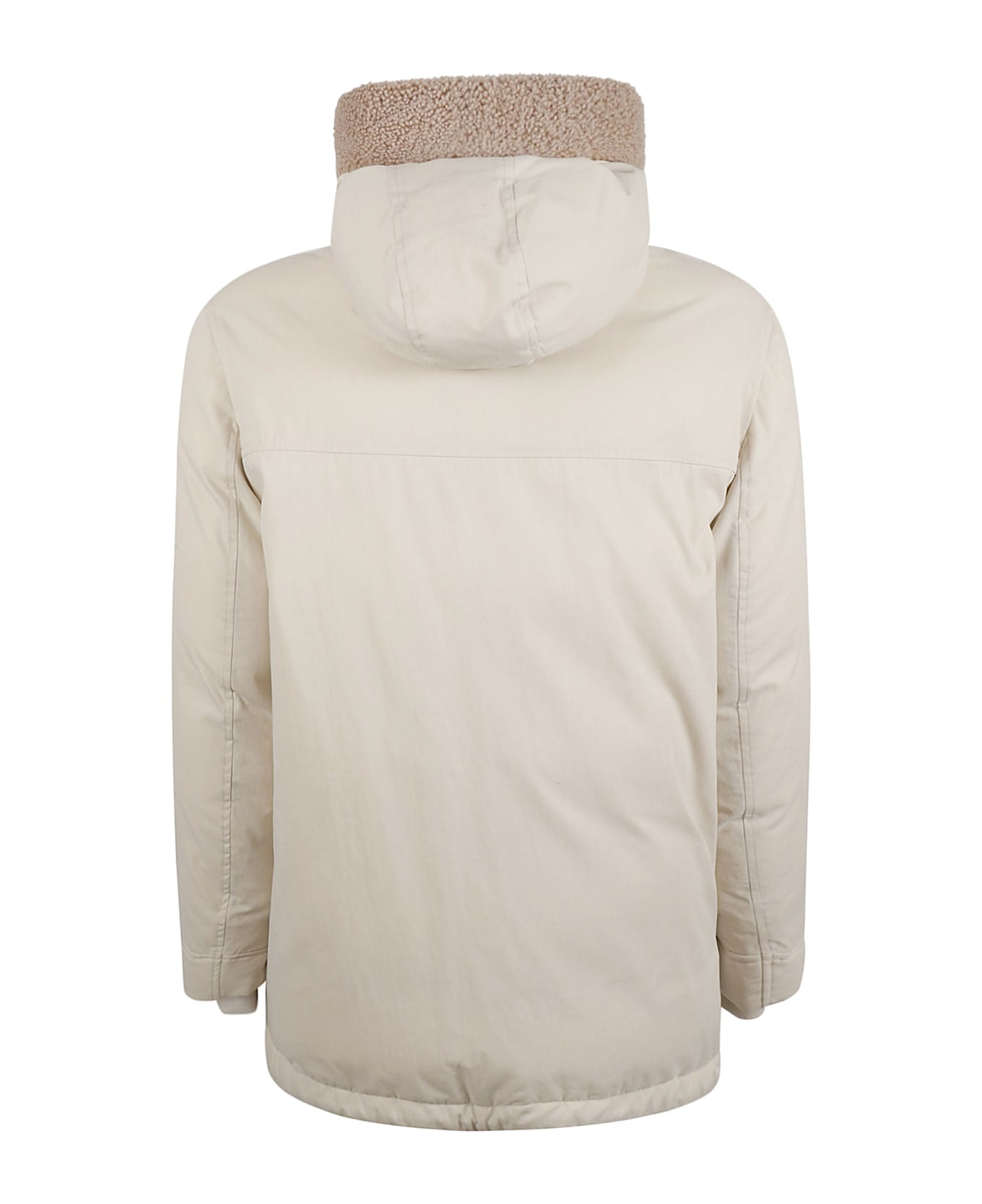 BRUNELLO CUCINELLI MEN'S IVORY PARKA WITH SHEARLING COLLAR