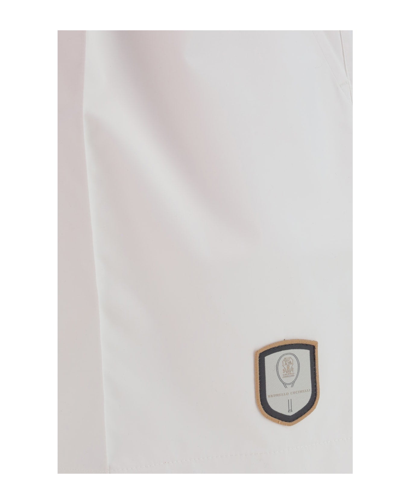 BRUNELLO CUCINELLI MEN'S WHITE TAILORED SHORTS WITH BUTTON DETAIL