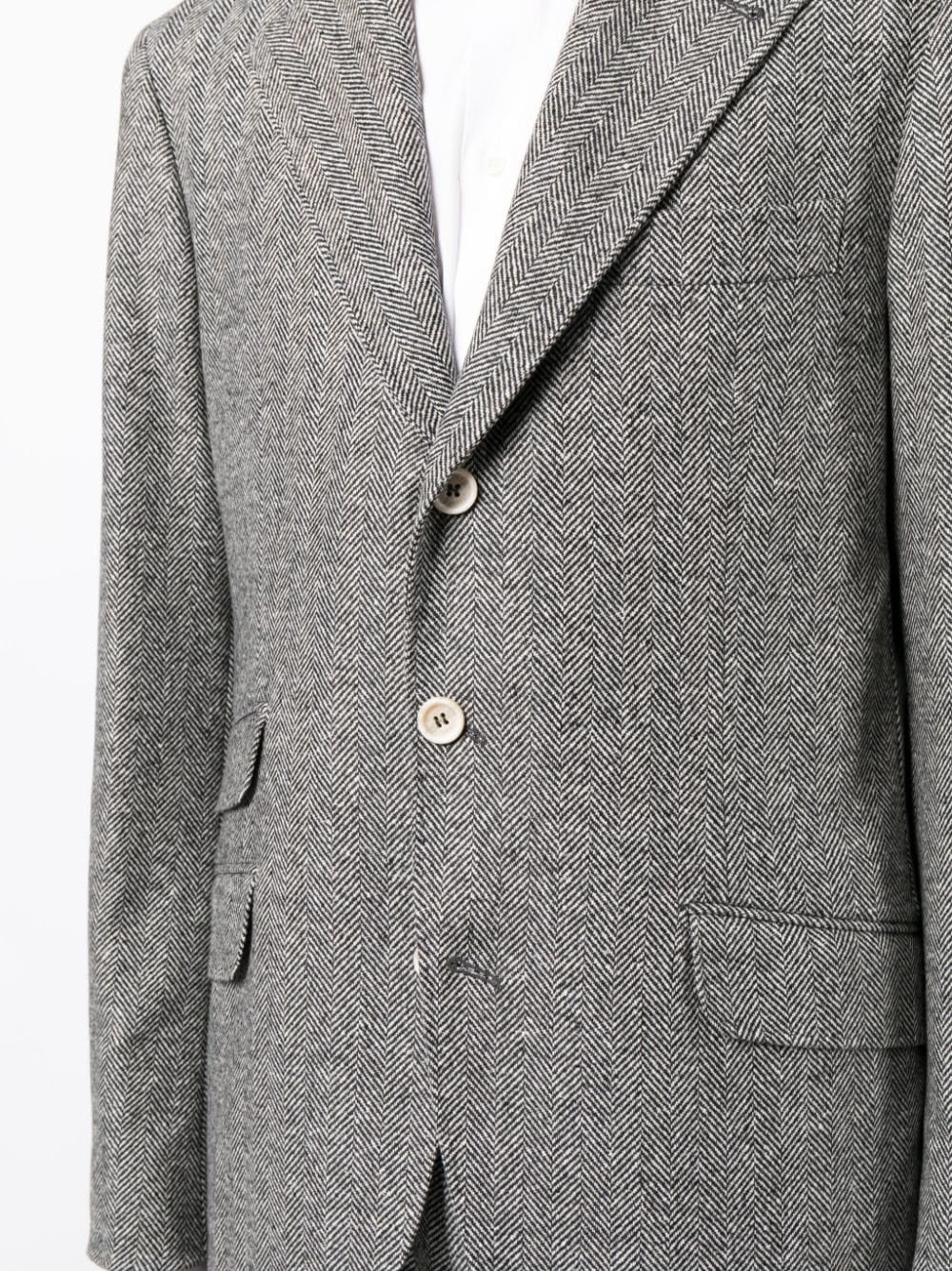 BRUNELLO CUCINELLI MEN'S MEDIUM GREY HERRINGBONE SUIT