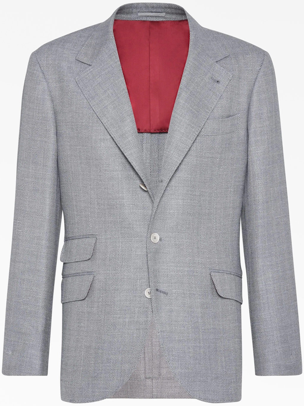 BRUNELLO CUCINELLI MEN'S MEDIUM GREY WOOL BLEND BLAZER