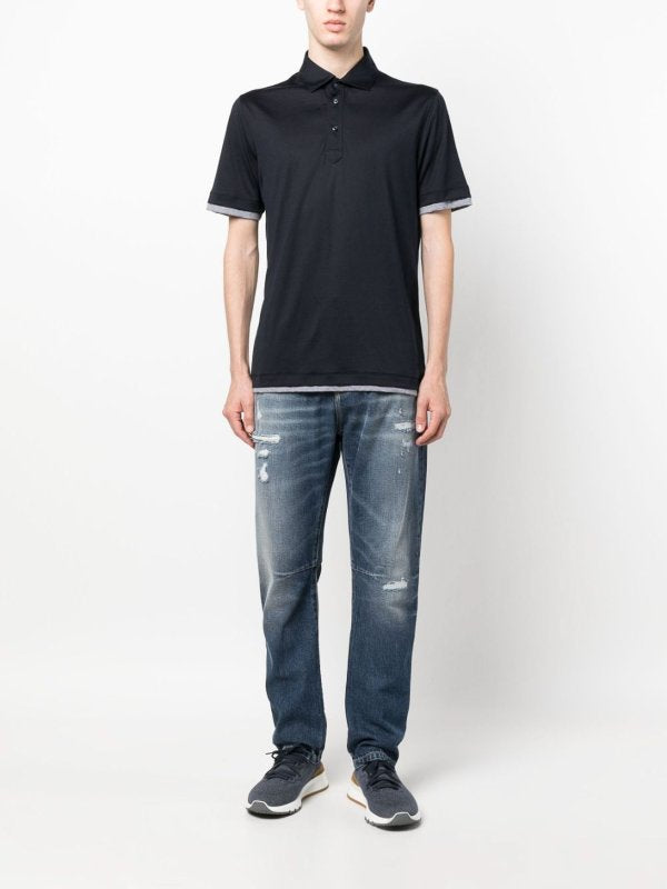 BRUNELLO CUCINELLI MEN'S DISTRESSED BLUE DENIM JEANS