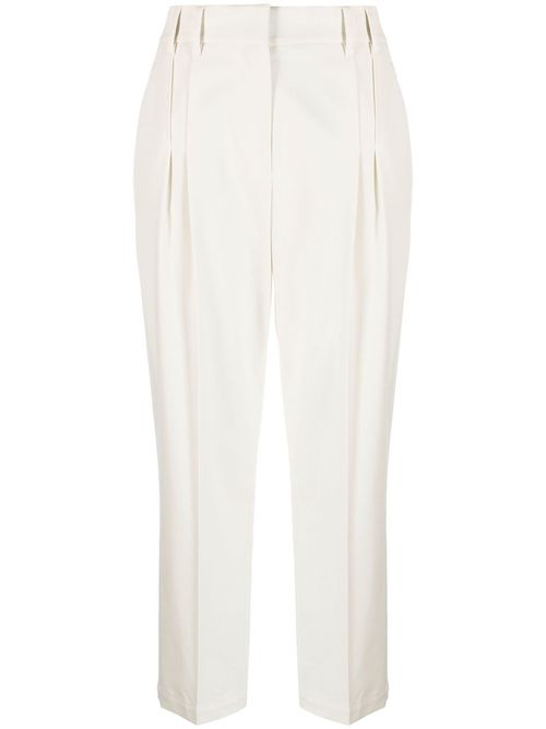 BRUNELLO CUCINELLI WOMEN'S CREAM PLEATED TAILORED TROUSERS