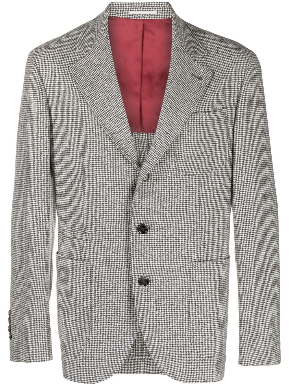 BRUNELLO CUCINELLI MEN'S LIGHT GREY HOUNDSTOOTH SUIT JACKET