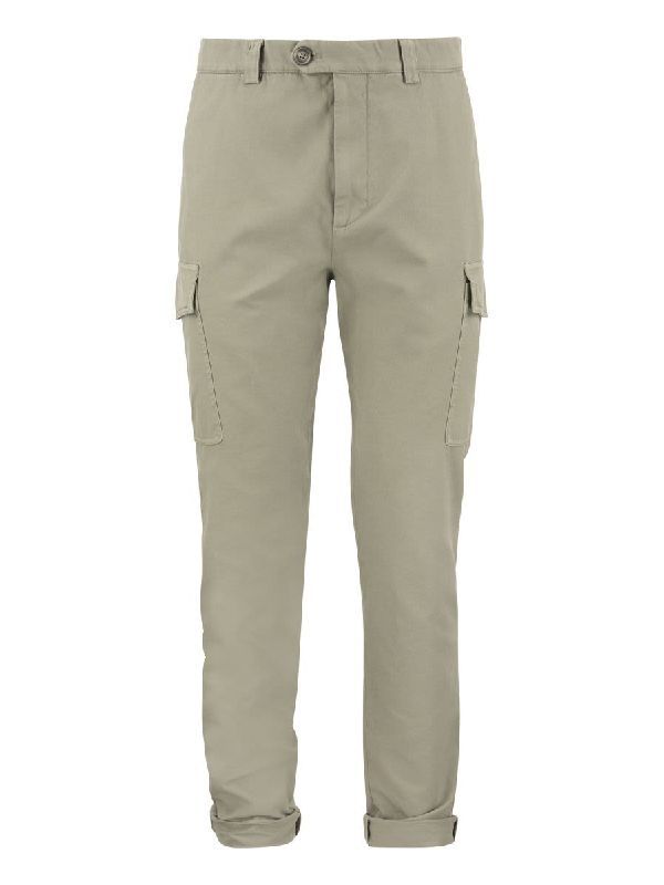 BRUNELLO CUCINELLI MEN'S KHAKI CARGO TROUSERS