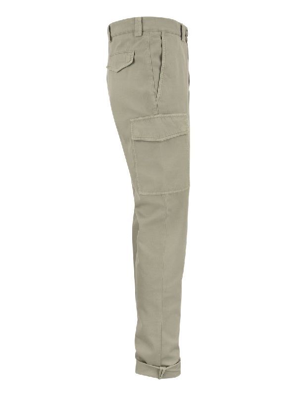 BRUNELLO CUCINELLI MEN'S KHAKI CARGO TROUSERS
