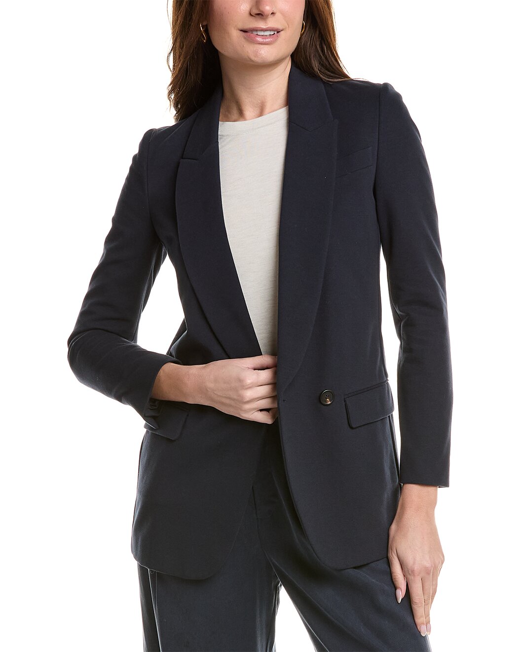 BRUNELLO CUCINELLI WOMEN'S NAVY DECONSTRUCTED SINGLE-BUTTON BLAZER