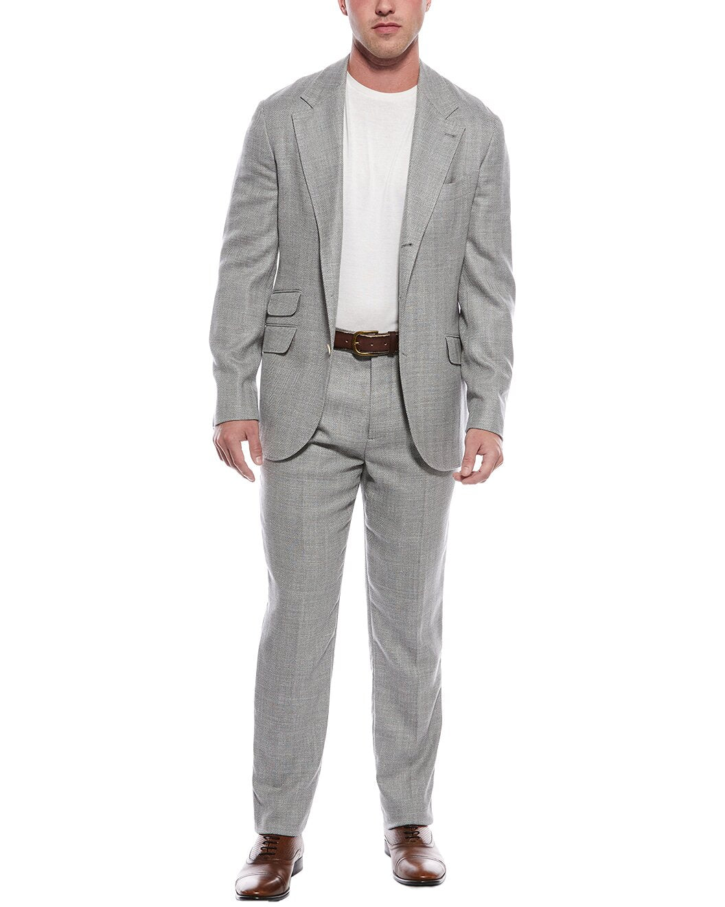 BRUNELLO CUCINELLI MEN'S MEDIUM GREY TAILORED SUIT