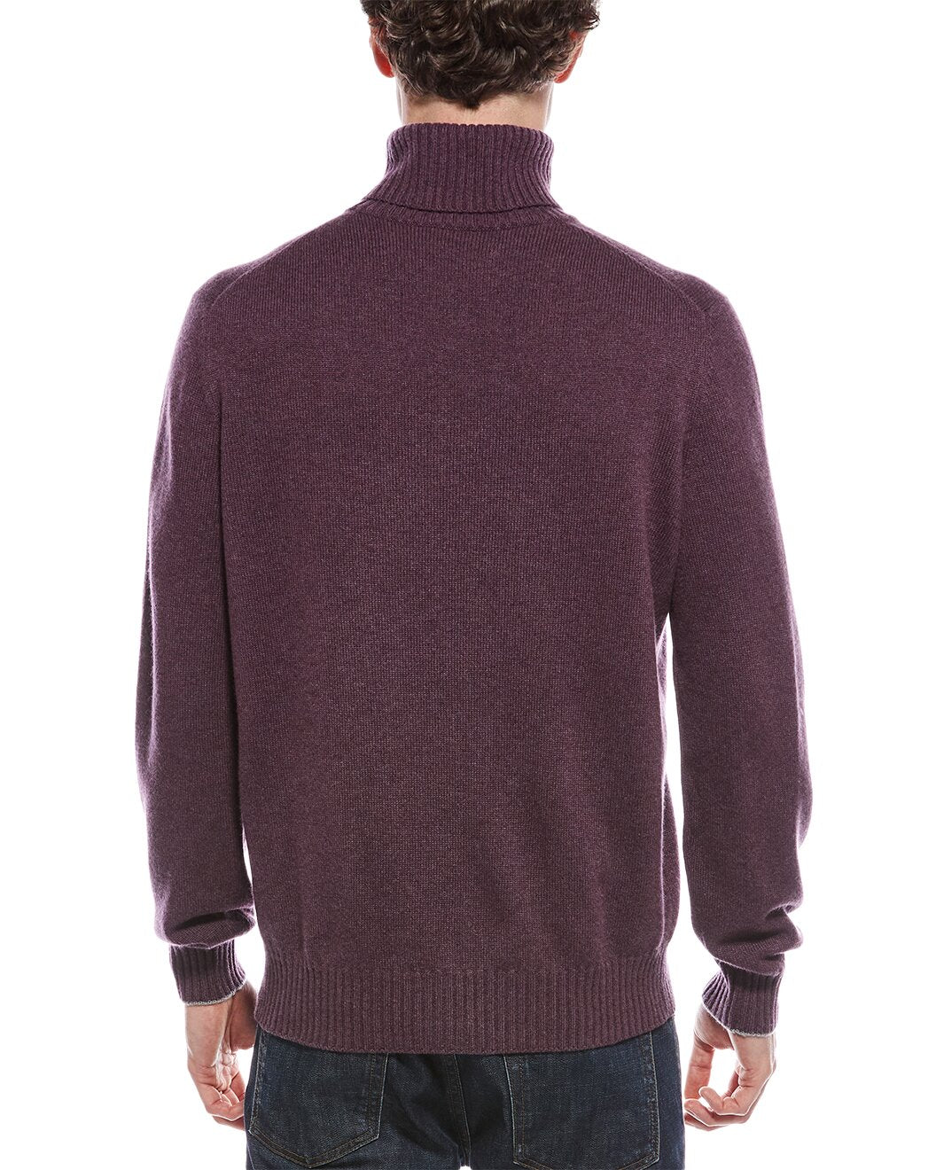 BRUNELLO CUCINELLI MEN'S MAROON TURTLENECK SWEATER WITH EMBLEM