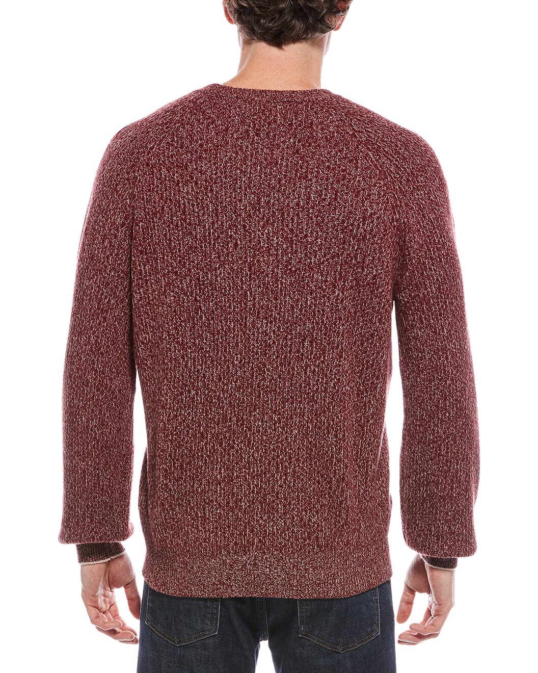 BRUNELLO CUCINELLI MEN'S MARLED BURGUNDY KNIT SWEATER