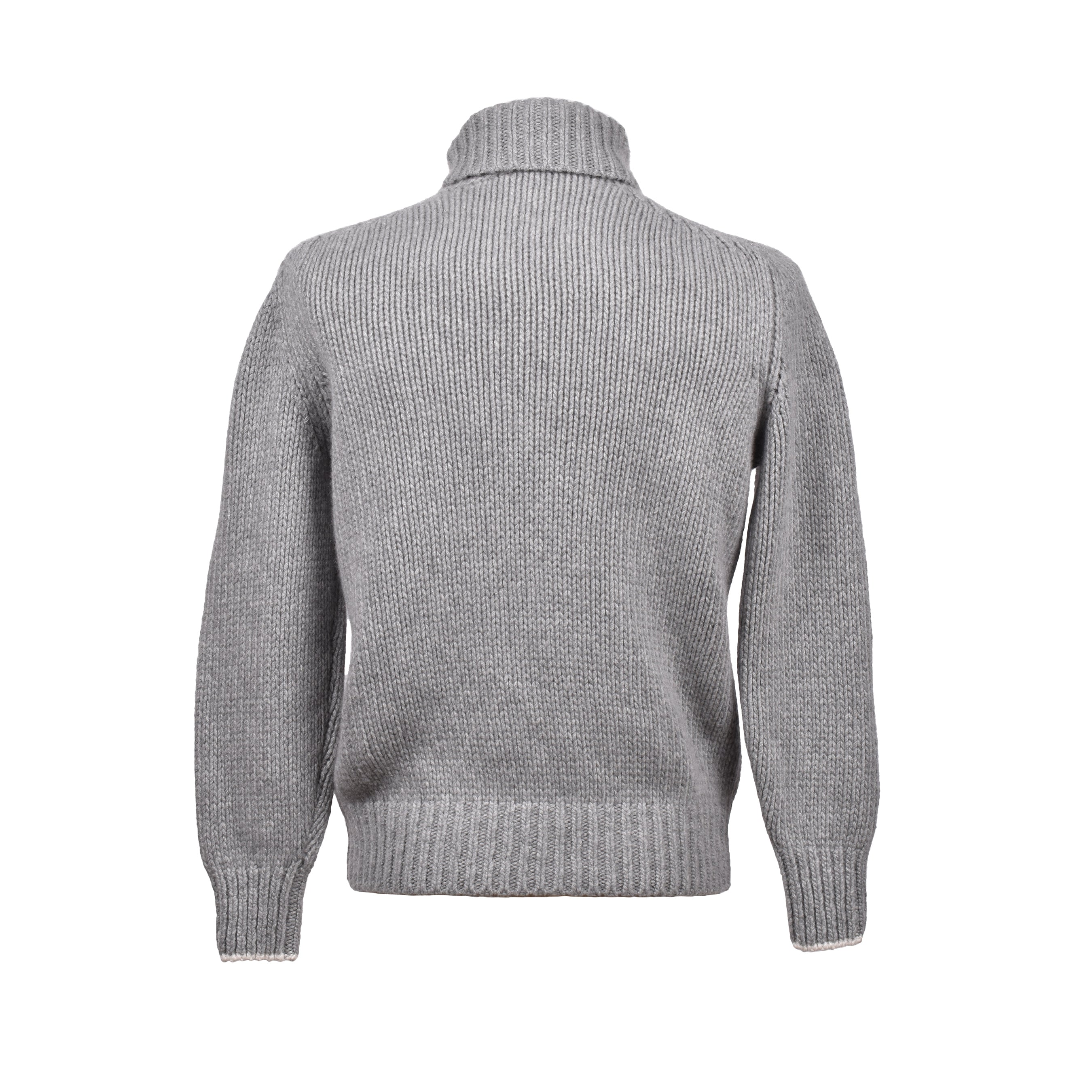 BRUNELLO CUCINELLI MEN'S LIGHT GREY CASHMERE CABLE KNIT TURTLENECK