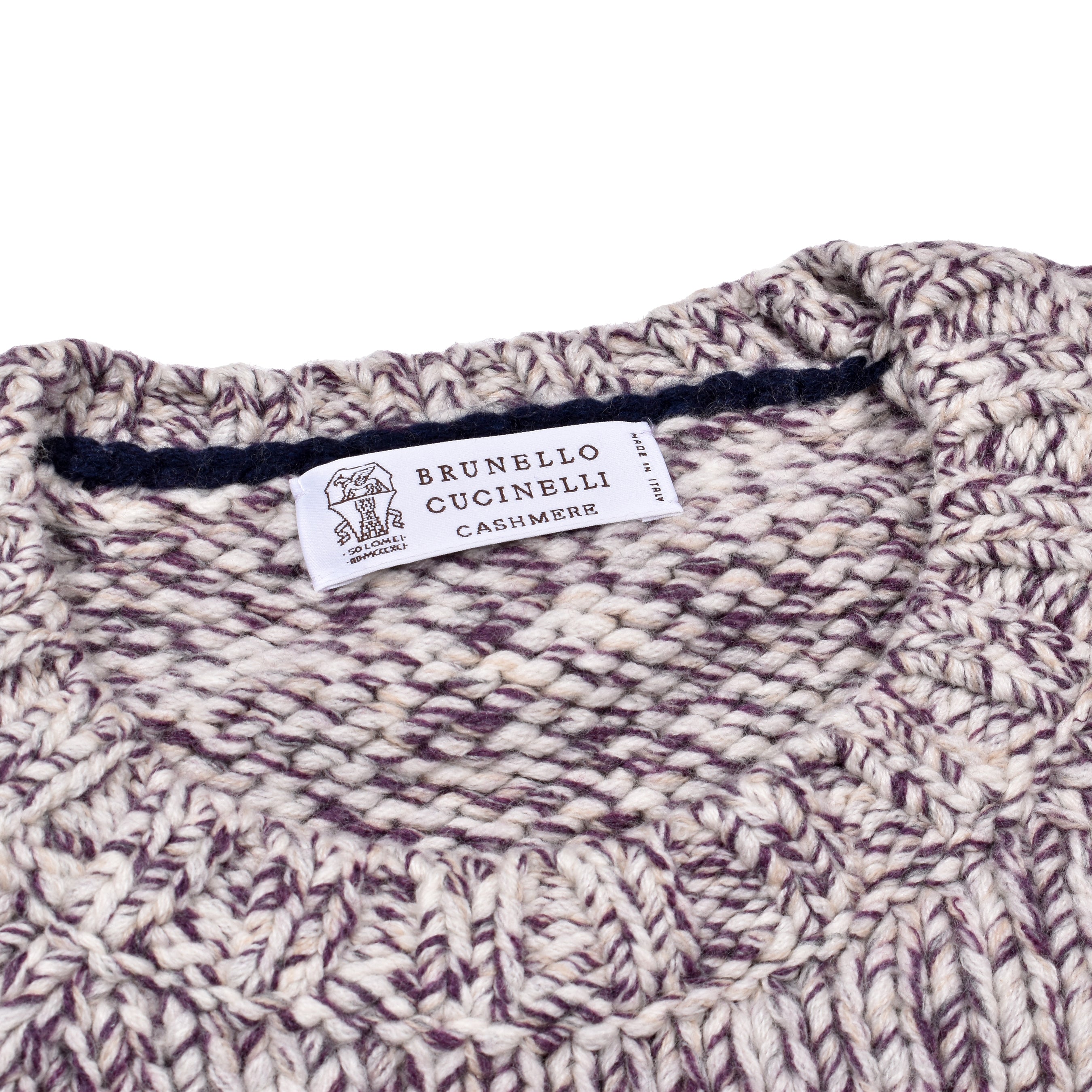 BRUNELLO CUCINELLI MEN'S ECRU CASHMERE BLEND CREW NECK SWEATER