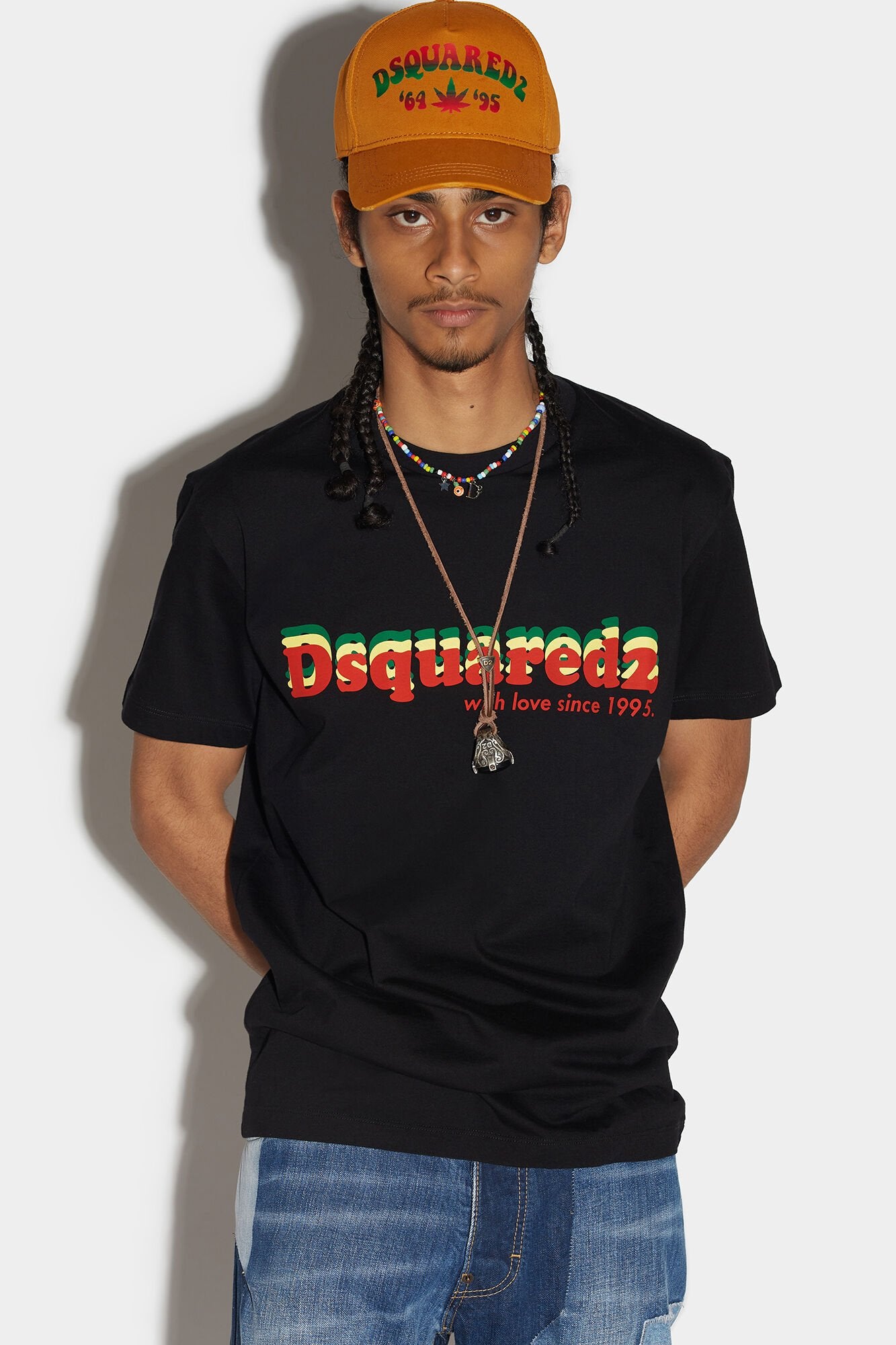 DSQUARED2 MEN'S BLACK GRAPHIC LOGO T-SHIRT