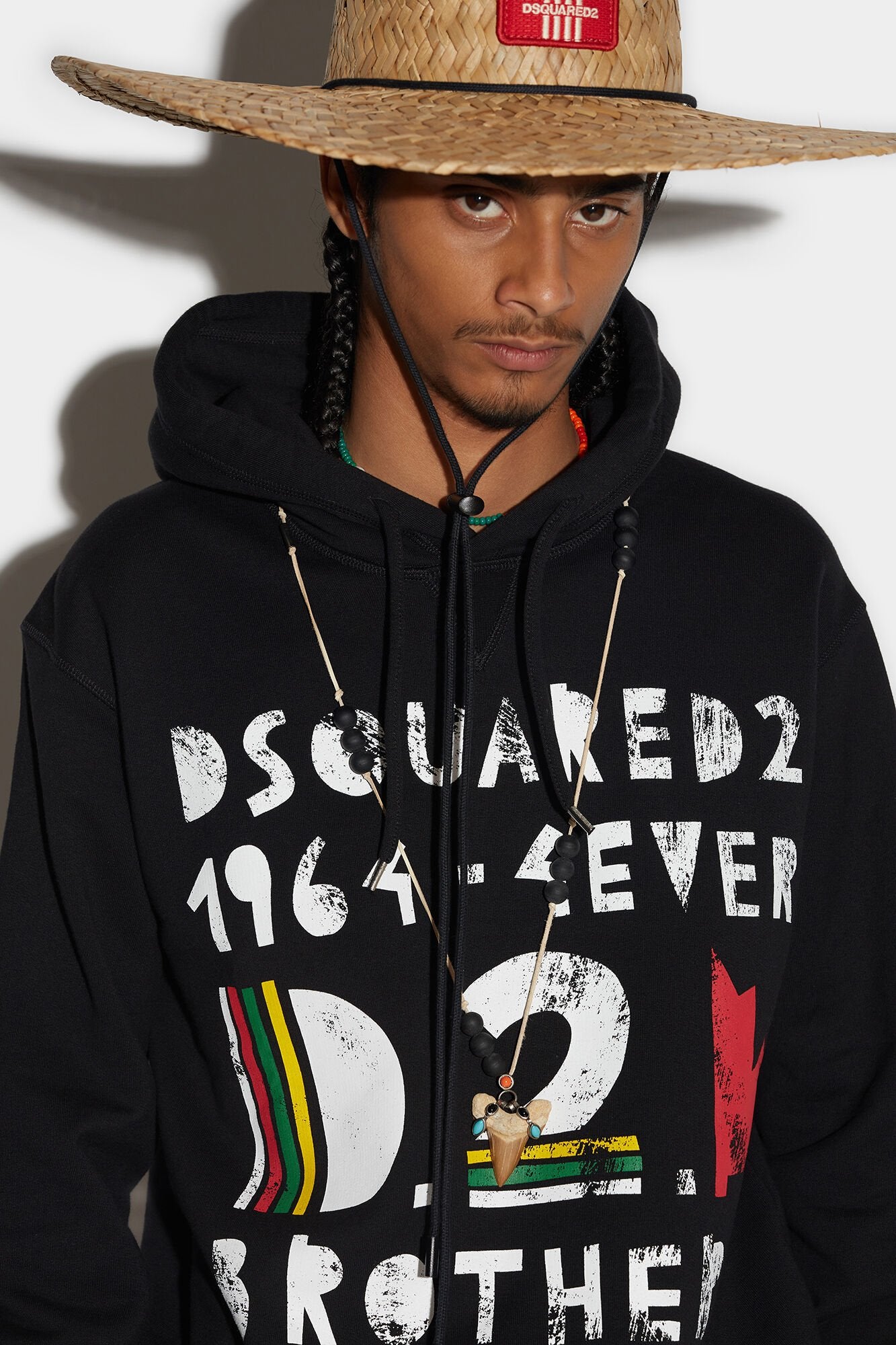 DSQUARED2 MEN'S BLACK GRAPHIC PRINT HOODIE