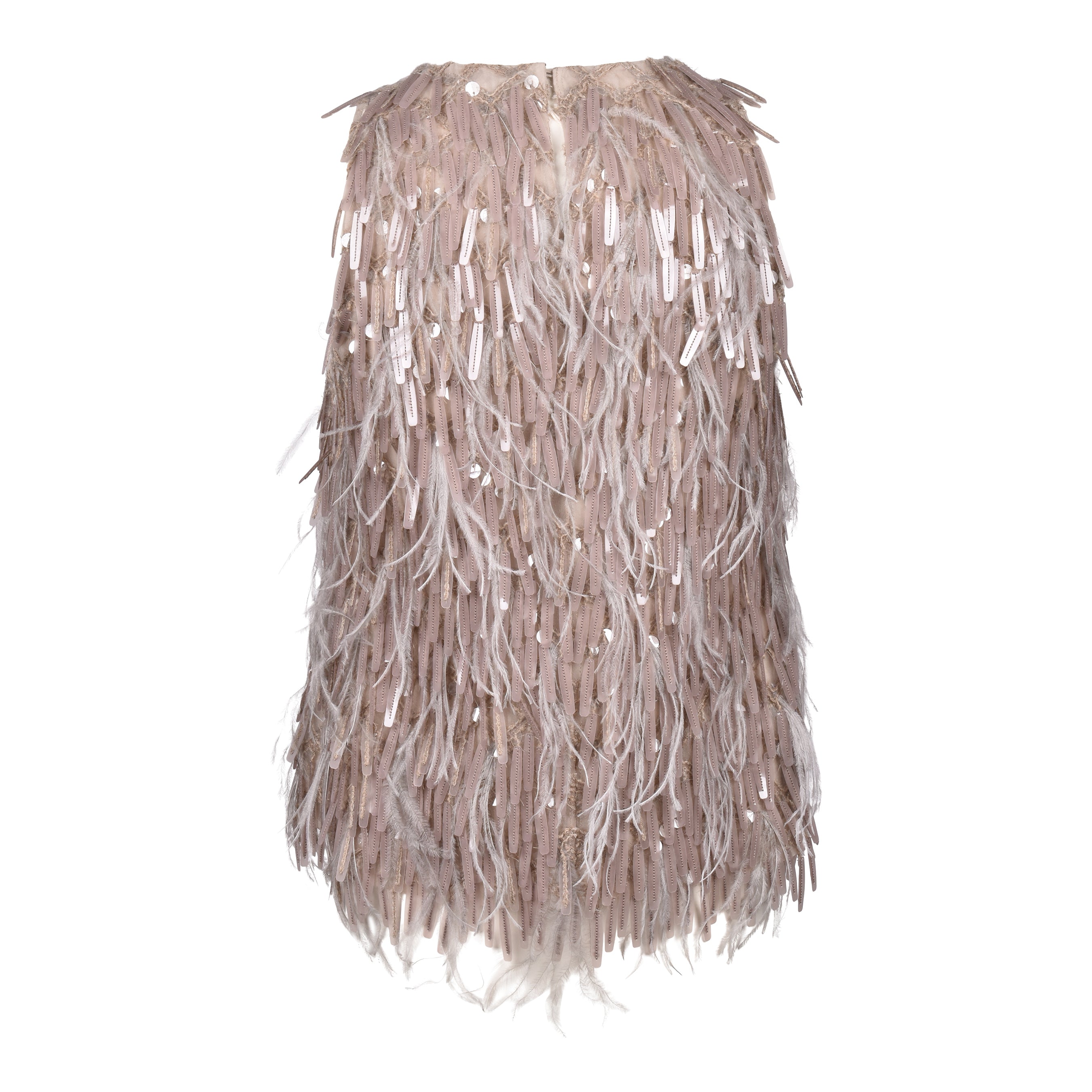 BRUNELLO CUCINELLI WOMEN'S SAND SILK SLEEVELESS SEQUIN TOP