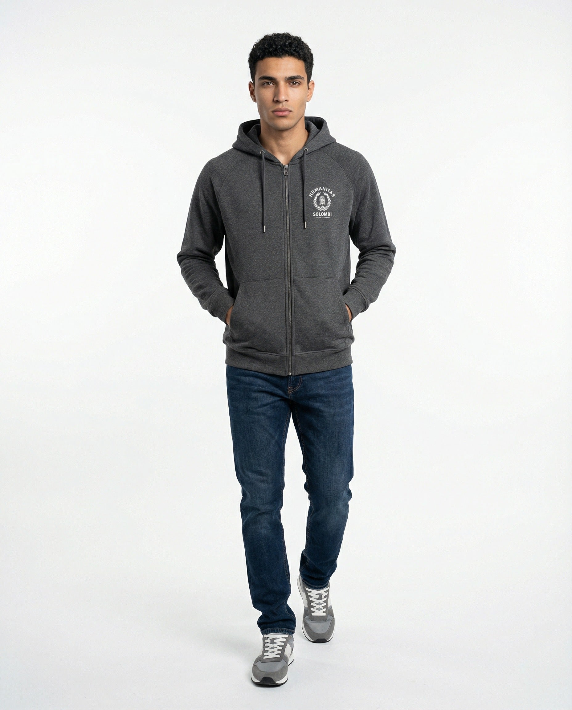 BRUNELLO CUCINELLI MEN'S GRAY CASHMERE BLEND ZIP HOODIE