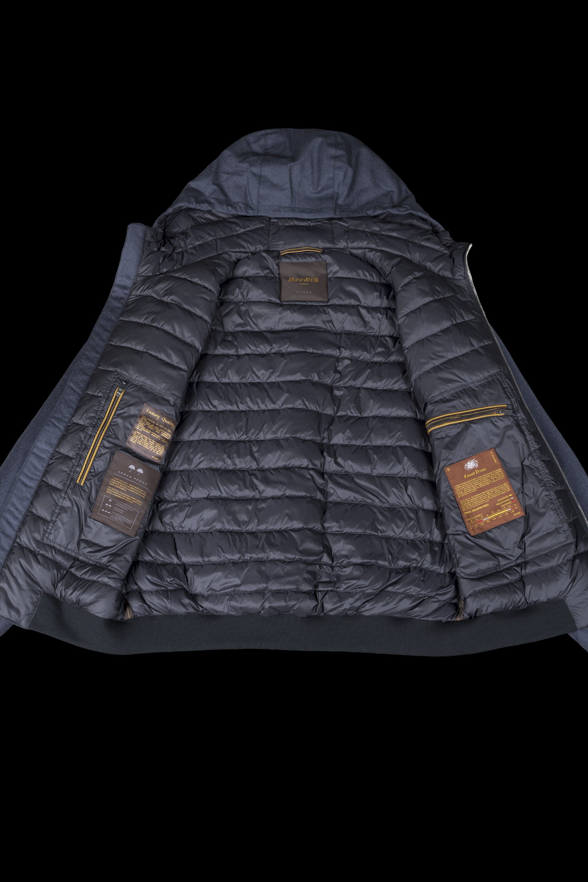 MOORER MEN'S DARK BLUE HOODED JACKET