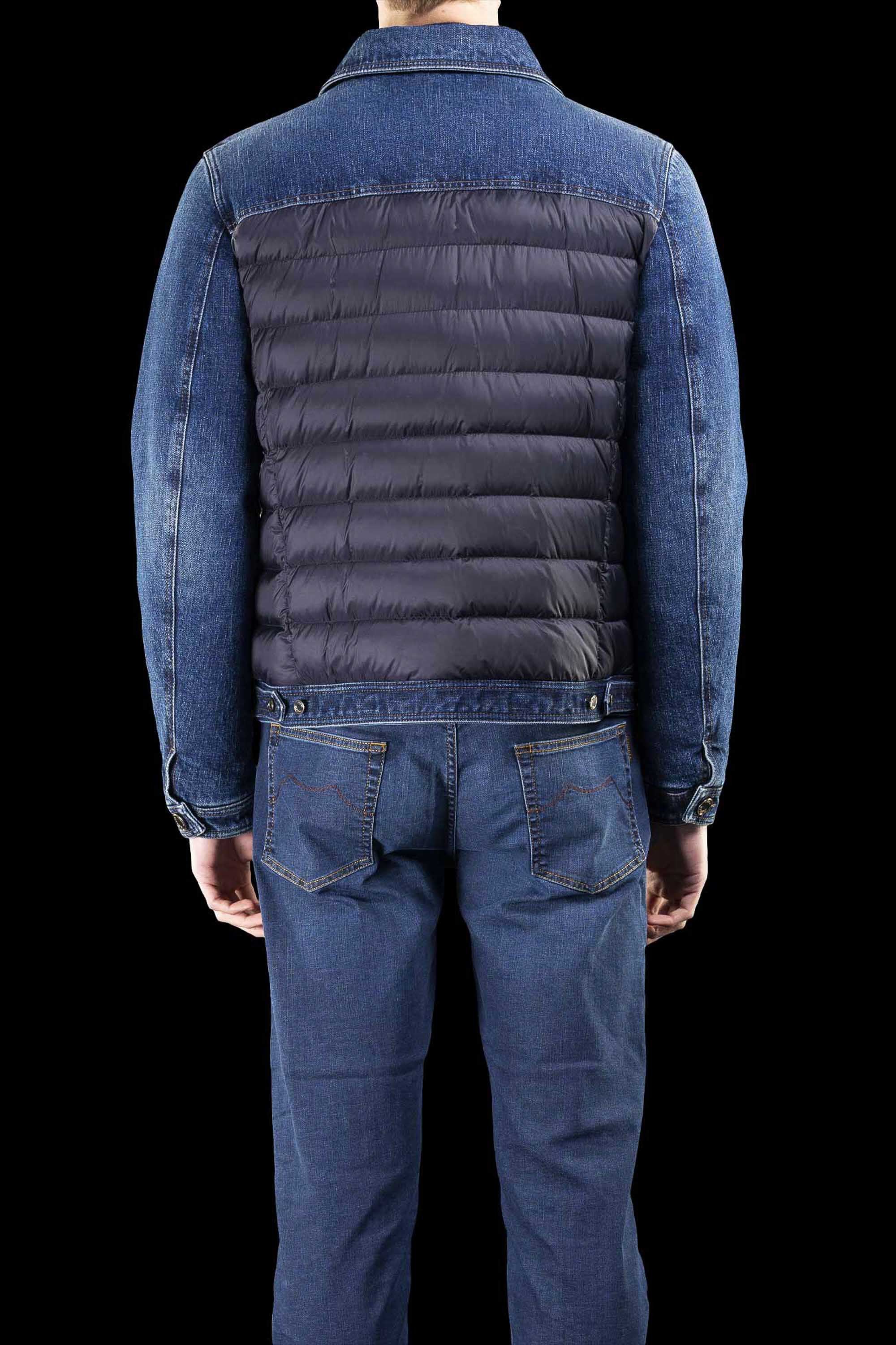 MOORER MEN'S BLUE DENIM AND QUILTED JACKET